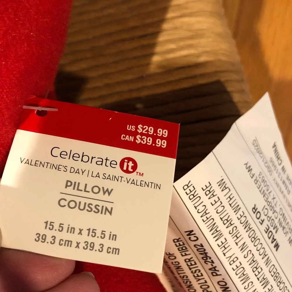 New with tag Celebrate It Red and Pink Bow Holiday Pillow
